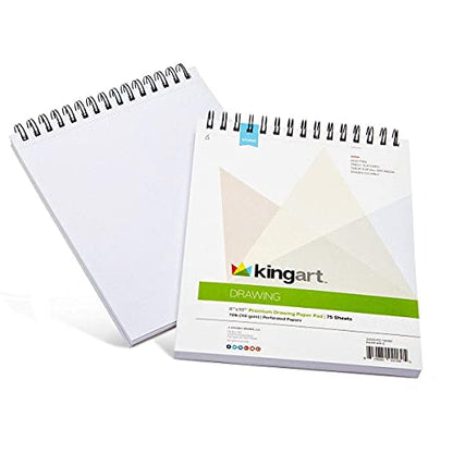 KINGART 8” x 10” Wire Bound Drawing Paper Pads, 70 lbs., Set of 2, (641-2) White (Pack of 2) - size: 8 x 10" (Pack of 2)