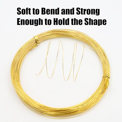 22 Gauge Aluminum Craft Wire, 164FT 0.6mm Gold Bendable Wire - size: 22, style: Gold