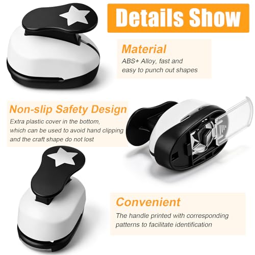 CHENGU 3 Pack Star Hole Punch 2"/1"/0.6", Black - color: Black, style: Star