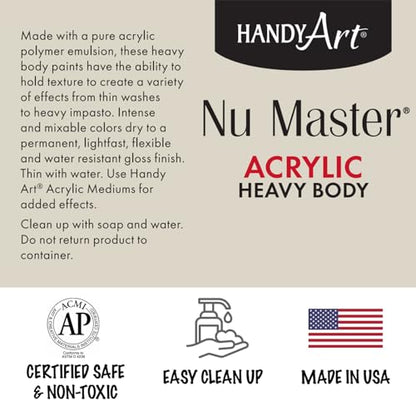 Handy Art Heavy Body Acrylic Paint, Titanium White, 8 oz Jar, High Viscosity Thick Texture, Professional Quality, Rich Brilliant Color, Highly Pigmented, Certified Safe & AP Non-Toxic, Made in USA - color: Titanium White, size: 8 Fl Oz (Pack of 1)