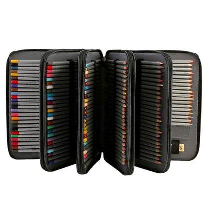 250 Slots Canvas Pencil Case 5-Layer Zipped Holder w/Handle - color: Galaxy Black, size: 250