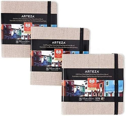 ARTEZA Watercolor Journals, 5.5 x 5.5 in, 3 Pack, 88 Pages Each - color: Gray, size: 3 Pack