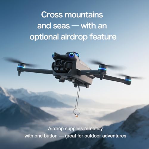 FPV Drone with HD Camera for Adults Beginners, GPS Drone with Screen on Controller, Obstacle Avoidance, Auto Return, Fishing Drones with One-Key Payload Drop Delivery Function, Foldable RC Quadcopter for Outdoor Shooting Camping Fishing Gift Delivery Quad
