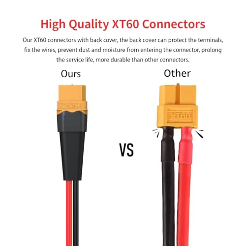 ELFCULB XT60 to Ring Terminal Cable 12AWG 2FT - color: 12AWG XT60 Female to O Ring, size: 2FT