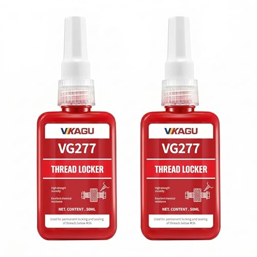 277 Threadlocker Red High Strength Permanent (2-Pack), High Viscosity Anaerobic Thread Locker Adhesive for Automotive, Machinery & Worn Metal Fasteners, 50ml/1.69oz Each(3.38oz) - style: $15.99/50ML*2