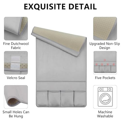 Remote Control Holder for Armchair Caddy, Remote Holder with 5 Pockets - color: LightGray, size: 35"x18"