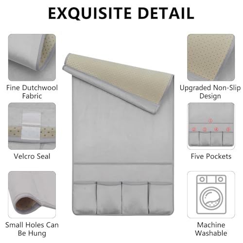 Remote Control Holder for Armchair Caddy, Remote Holder with 5 Pockets - color: LightGray, size: 35"x18"