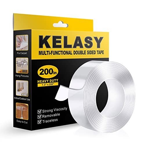 Kelasy Nano Double Sided Tape Heavy Duty,Strong Sticky Mounting Tape 200IN - size: 200 Inch x 1.2 Inch