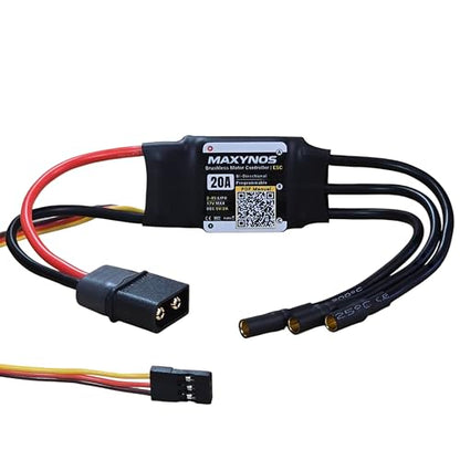 Bidirectional 20A Electronic Speed Controller, 2-4S Lipo ESC with XT60 Connector, 7.4-17V, for RC Vehicles, Drones, Robotics, & Underwater Thrusters - size: 20A