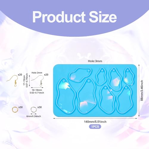 Elecrelive Geometry Earring Silicone Molds Jewelry Casting Molds Resin Pendant Casting Mould with Ear Hooks for Women DIY Craft Pendants Necklace Key Chains - color: Blue