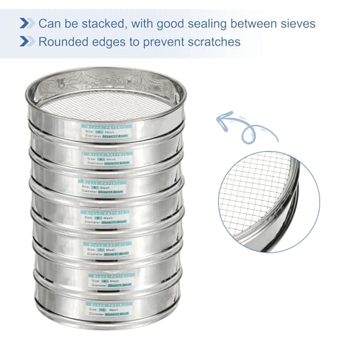PATIKIL 28 Mesh(0.63mm) Lab Sieve, 11.8"(30cm) Diameter Sifting Screen 304 Stainless Steel Wire Cloth Fine Mesh Sieve for Industrial Laboratory Home Soil Sifter Dry Sift Screens Hash - size: 28Mesh (0.63mm)