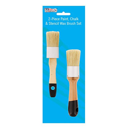 U.S. Art Supply 2-Piece Oval and Round Chalk, Wax and Stencil Brushes