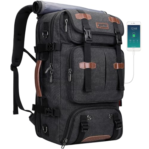 WITZMAN Travel Backpack for Men 45L Large Carry-on Airline Approved - color: Black