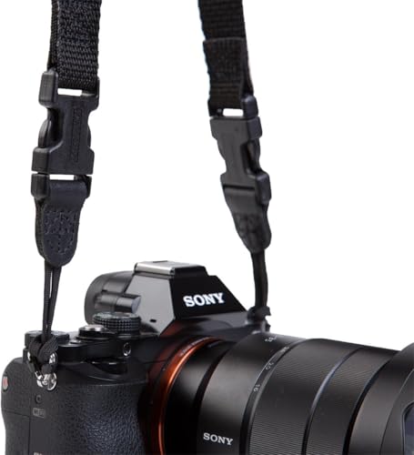 OP/TECH USA Super Classic Camera Strap – Padded Neoprene Neck Strap with Comfort-Stretch & Quick Disconnects | DSLR/SLR/Mirrorless Compatible – Black