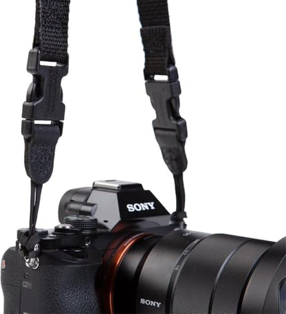 OP/TECH USA Super Classic Camera Strap – Padded Neoprene Neck Strap with Comfort-Stretch & Quick Disconnects | DSLR/SLR/Mirrorless Compatible – Black