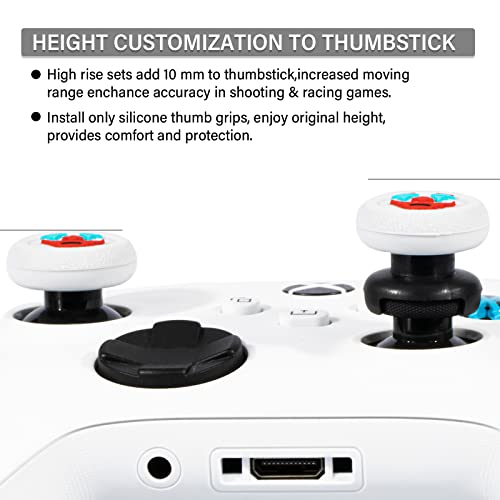 FPS Thumbstick Extender &Texture Rubber Silicone Grip Cover 2 Sets for Xbox Series X/S & Xbox One Controller(Joker White) - color: White