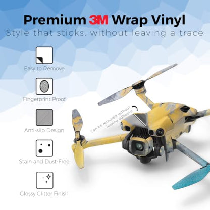 Glossy Glitter Drone Skin Compatible with DJI Mini 5 Pro - Yellow Spill - Premium 3M Vinyl Protective Wrap Decal Cover - Easy to Apply | Crafted in the USA by MightySkins - color: Yellow Spill, style: Glossy Glitter Finish