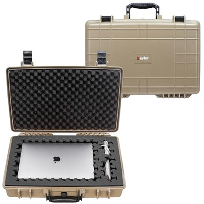 Eylar 20” Hard Laptop Case Equipped with RAGAR Reconfigurable & Reusable XP Crosslinked Foam Insert, Waterproof, Shockproof for Equipment, Drones, and Cameras (1 RAGAR Layer) (Tan) - color: Tan