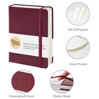 5.7x4.1in Hardcover Blank Sketchbook for Drawing 180gsm 96Pages,Wine Red - color: PU Cover-5.7x4.1in-Wine Red