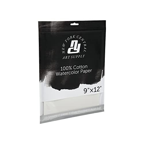 New York Central Watercolor Paper, 140 lb. Cold Press - 9"x12" 10 Sheets - size: 9"x12"