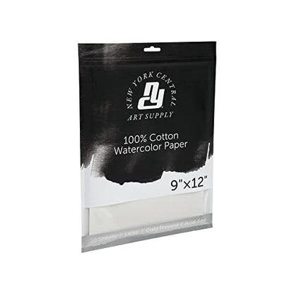 New York Central Watercolor Paper, 140 lb. Cold Press - 9"x12" 10 Sheets - size: 9"x12"
