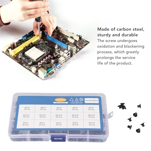 450 Pcs Laptop Screws Kit, 15 Sizes M2 M2.5 M3 with Storage Box