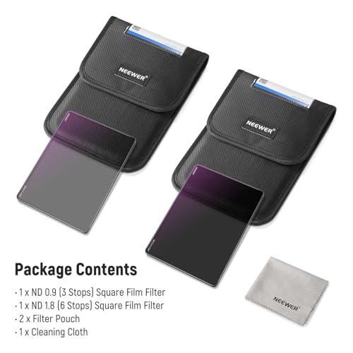 NEEWER 2 Pack ND0.9/1.8 (3/6 Stops) Square ND Filter, 4"x5.65" Dual Sided - style: ND0.9/1.8 (3/6 Stops)