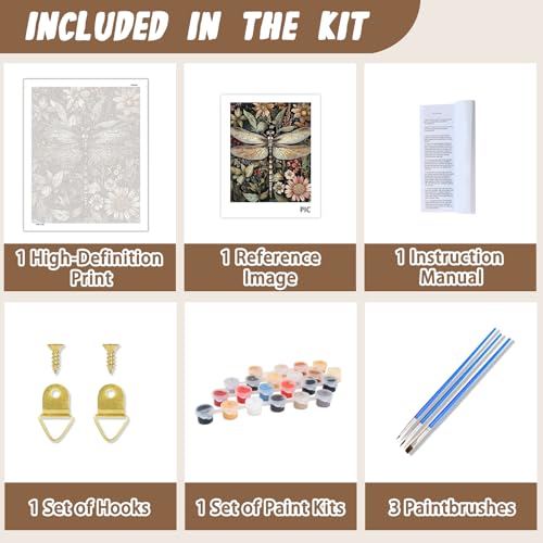 XTCIXAL Paint by Numbers Kit for Adults, Dragonfly, 16X20 Inch - color: 06-Dragonfly