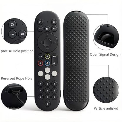 [2 Pack] Silicone Protective Case for Xumo Stream Box PR3 Voice Remote Control, Spectrum Tv Remote Case Cover with Lanyard - color: Black and Red