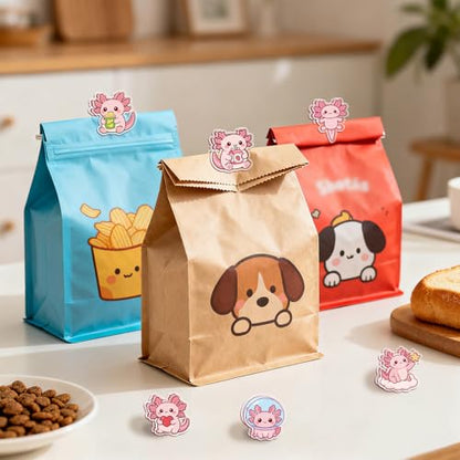 MAYJOYDIY 24Pcs 12 Styles Axolotl Acrylic Chip Clips Cute Salamander Bag Sealer Sealing Closures Pink Animal Bag Clips for Food Storage Airtight Seal Grip - color: Animal