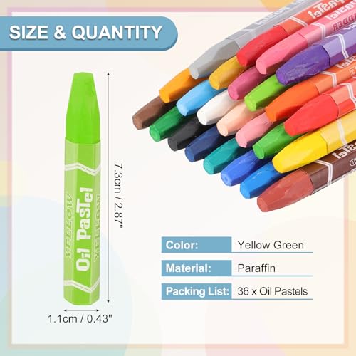 PATIKIL Yellow Green Oil Pastels, 36Pcs Soft Oil Crayons Pastels Stick Vibrant and Creamy Art Supplies Bulk for Artists Beginners Art Painting Drawing Blending Graffiti Gallery - color: Yellow Green