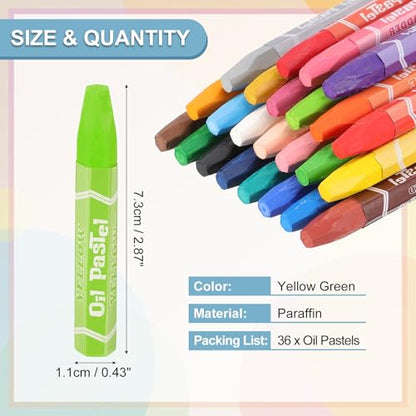 PATIKIL Yellow Green Oil Pastels, 36Pcs Soft Oil Crayons Pastels Stick Vibrant and Creamy Art Supplies Bulk for Artists Beginners Art Painting Drawing Blending Graffiti Gallery - color: Yellow Green