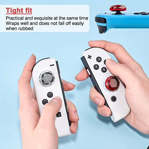 DLseego Diamond 3D Thumb Grips Caps Design for Switch & Switch Lite & Switch OLED Joy Con Crystal Clear Console Joystick Cover 4PCS - Clear and Red - color: Clear and Red, size: Switch/OLED/Lite
