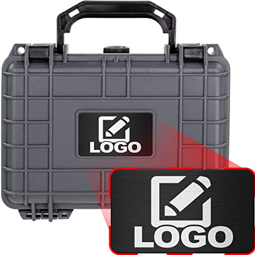 Eylar Protective Gear and Camera Hard Case with Custom Logo Engraved Plate TSA Approved 8.12 inch 6.56 inch 3.56 inch, Customizable Pluck Foam, Lockable for Cameras, Lenses, Drones, Gear (Gray) - color: Gray