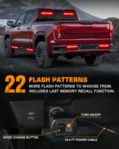 XRIDONSEN 2x 10.7 inch Red Emergency Lights 24 LED Strobe Light Bar - color: Red