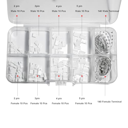 360PCS JST MX 1.25MM Connector Assortment Kit, 1.25MM Pitch Male and Female Housing Connectors, 2/3/4/5 Pin Housing Adapter Plug Terminal