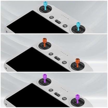 6pcs Drone Controller Sticks, Mini Drone Controller Thumb Sticks Drone Joystick Replacement Compatible with DJI Mini 3 Pro DJI RC Smart Controller Accessories(Light Blue Purple Orange) - color: Light Blue,purple,orange