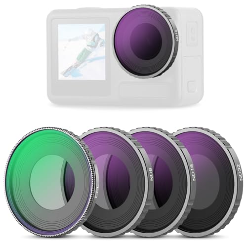 Neewer CPL & ND Filter Set Compatible with DJI Osmo Action 4/Action 5 Pro (4 Pack), Screw On CPL + ND8 + ND16 + ND32 Filter Kit Action Camera Accessories Multicoated HD Optical Glass, FL-A12 - size: Action 4/5 Pro, style: 4 Pack ND/CPL