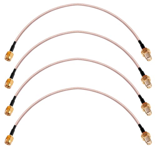 exgoofit SMA Male to SMA Female Bulkhead Mount Cable, 12 inch RG316 Antenna Extension, 4-Pack, Compatible with 4G LTE Router, Cellular SDR USB Dongle Receiver