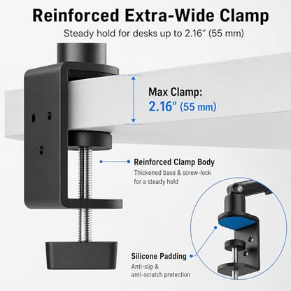 iPad Holder For Desk, Adjustable Tablet Arm iPad Desk Mount with C-Clamp - color: Black, size: 15.6" Slim Clamp