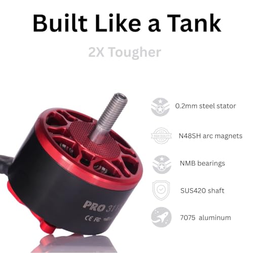 4Pcs Pro 3115-900kv Drone Brushless Motor 4-8s LiPo Kit Spare Part for 8,9,10,13inch Long Range FPV Freestyle Drones,FPV RC Quadcopter Drone Motor,1800W,4819g Thrust - color: RED