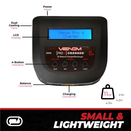 Venom Pro 4 60W AC 6A LiPo LiHV & NiMH Balance Charger, VNR0608