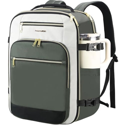 EMPSIGN 40L Travel Backpack for Women & Men - color: Beige/Army Green/Black
