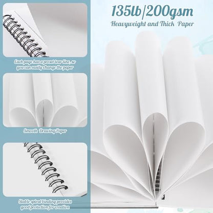 3 Pack Marker Paper Pad 5.5 × 8.5 in, Double-Sided, Spiral Bound - size: 5.5×8.5 Inch (3 Pack)