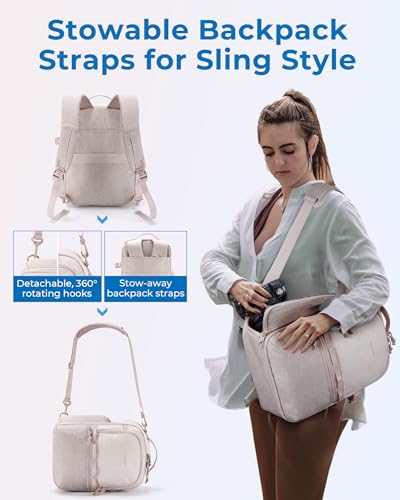 BAGSMART 2 in 1 Small Camera Backpack for DSLR, Fits 12.9" iPad, Camel - color: Camel