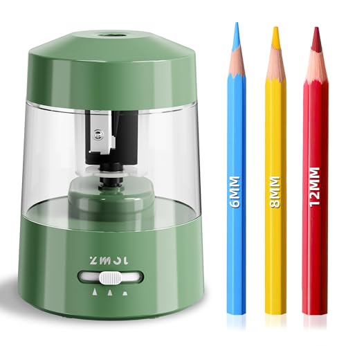 ZMOL Electric Pencil Sharpener Battery Powered, 6-12mm Jumbo Pencils,Green - color: Green