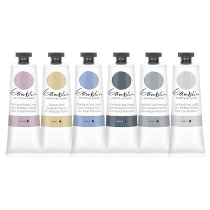 Gamblin Artist Oil Paint Set For Professionals - GREY SET - 37ml Tubes - color: Grey