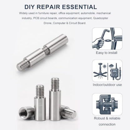 M2x4+4mm Standoff Extension Posts Screws Stainless Steel 12 Pcs - size: M2x4+4mm