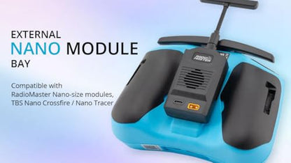 RadioMaster Pocket Crush ELRS Portable Remote Controller Hall Gimbal EdgeTX Built in LED Light Mode 2 (Blue) - color: Blue
