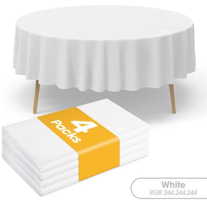 Niuara White Plastic Table Cloth Disposable, 4 Pack, 84 in - color: White, size: 84" Round - 4 Packs